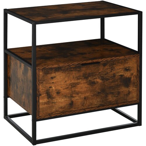 HOMCOM Industrijski stil kredenca, vintage les in kovina za dnevno sobo ali spalnico z 1 predalom 73 × 45,5 × 76 cm, (20755630) Cene