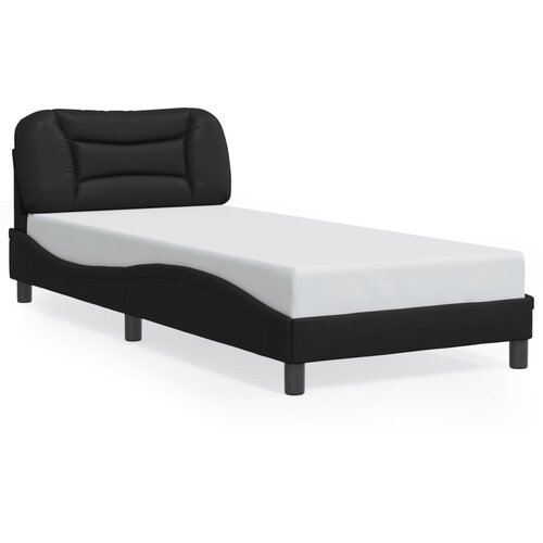  The Living Store Posteljni okvir z LED lučkami črn 90x200 cm umetno usnje - Posteljni Okvir, (21528215) Slike