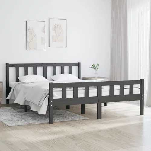  za krevet od masivnog drva sivi 135 x 90 cm 4FT6 bračni