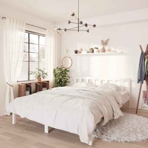 VidaXL Okvir za krevet od borovine bijeli 135x190 cm UK bračni krevet Slike