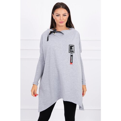 Kesi Oversize sweatshirt with asymmetrical sides in gray color Slike