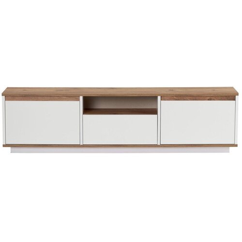 Kalune Design Bijela/u prirodnoj boji TV komoda u dekoru bora 160x42x30 cm Sentinel &amp;ndash; Slike