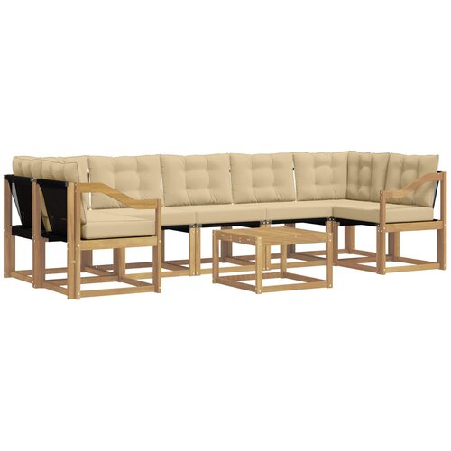 vidaXL Zunanja garnitura za sedenje z blazino 8 pcs Bela in bež, (5000282529) Cene