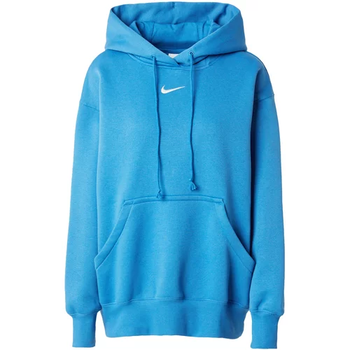 Nike Sportswear Majica 'Phoenix Fleece' neonsko modra / bela