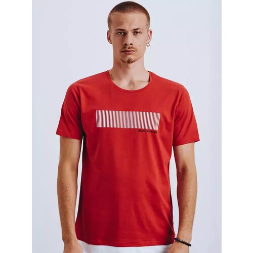 DStreet T-shirt męski z nadrukiem czerwony Slike