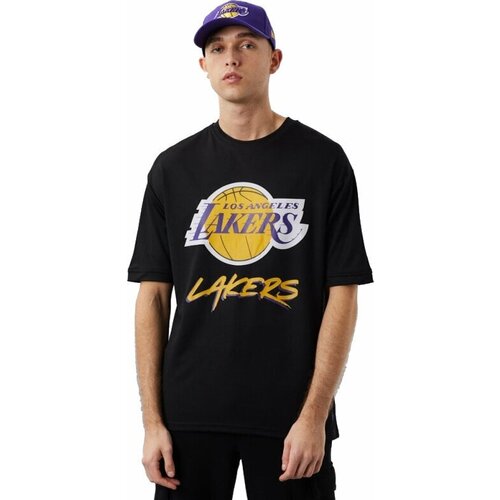 Los Angeles Lakers Majica NBA Script Mesh T-shirt Black/Yellow L Slike