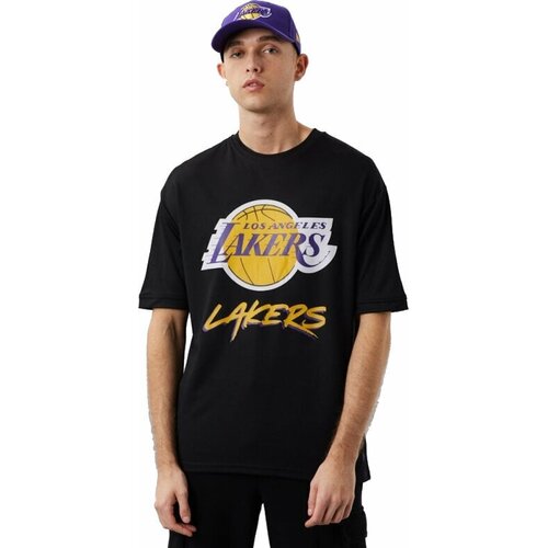 Los Angeles Lakers Majice s kratkimi rokavi NBA Los Angeles Lakers Script Mesh Tee Črna Cene