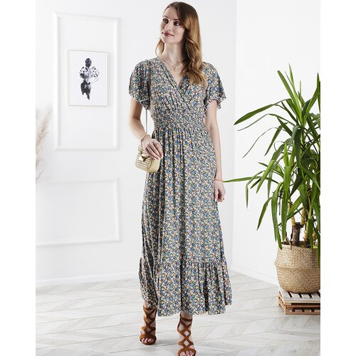 Resti Floral women's midi dress in green- Clothing Cene
