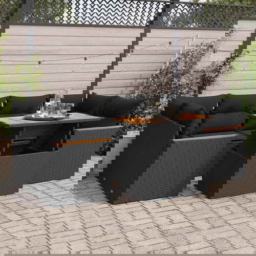 vidaXL 6-dijelni set vrtnih sofa s jastucima crni od poliratana bagrem Cijene