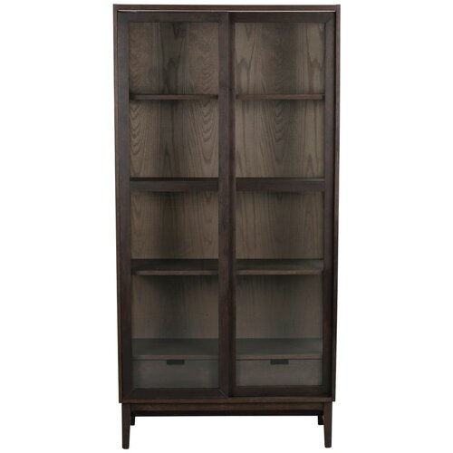 Rowico Smeđa vitrina u dekoru hrasta s kliznim vratima 100x203 cm Hazelton – Cijene