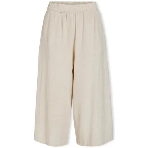 Vila Hlače Prisilla Trousers - Super Light Natural Bež