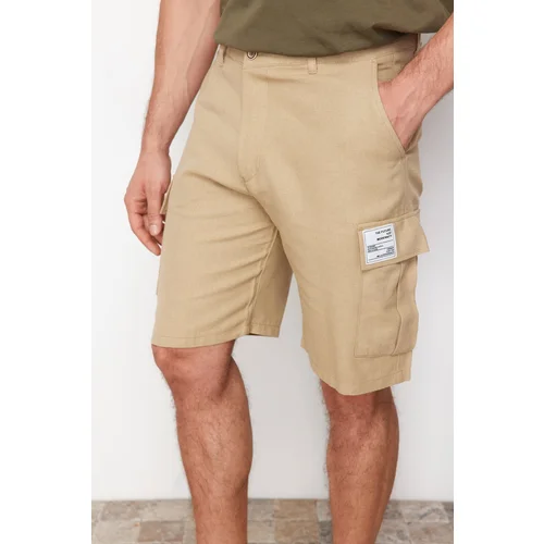 Trendyol Beige Regular Fit Label Detailed Shorts