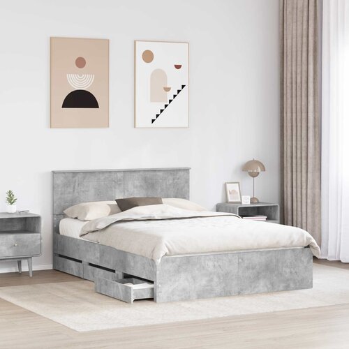  Krevetna konstrukcija s ladicama Betonski sivi 140 x 190 cm Slike