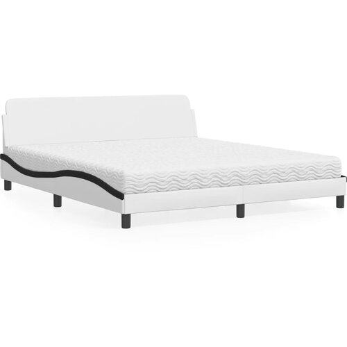 Krevet s madracem Dover bijeli i crni 180 x 200 cm od umjetne kože Cijene
