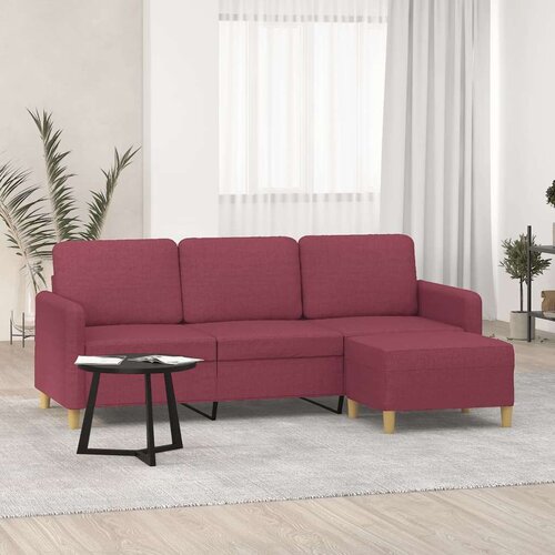  Trosjed s tabureom crvena boja vina 180 cm od tkanine Cijene