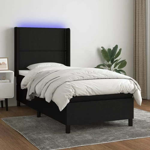 Box spring postelja z vzmetnico LED črna 80x200 cm blago, (20900286)