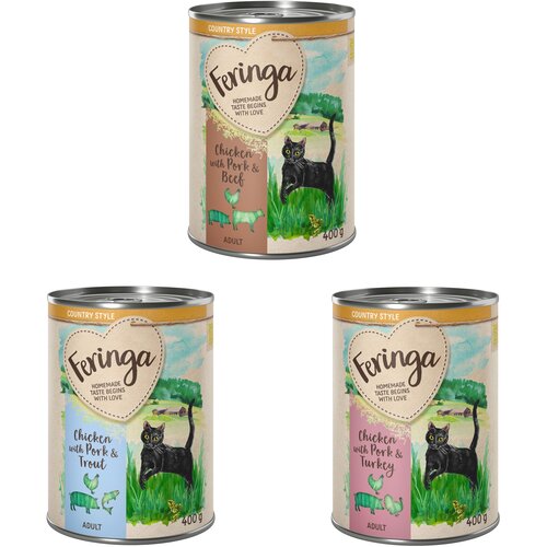  Poskusno pakiranje Feringa Country Style Meni 6 x 400 g - Me&scaron;ano pakiranje 1: puran, govedina, postrv Cijene
