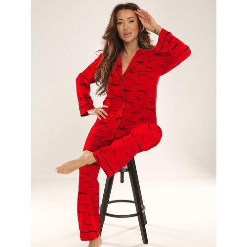 De Lafense Pyjamas 718 Madeleine L/R S-4XL red 033 Slike