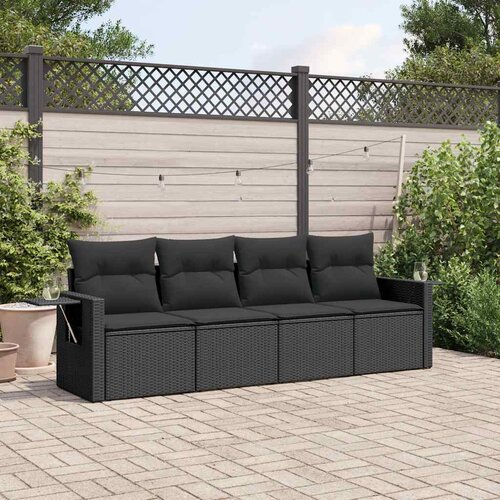  4-dijelni set vrtnih sofa od poliratana s jastucima crni Cijene