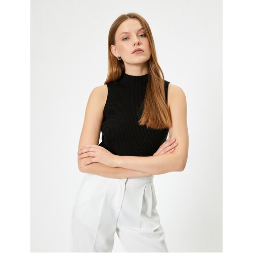 Koton Basic Sleeveless Top Stand Collar Ribbed Cene