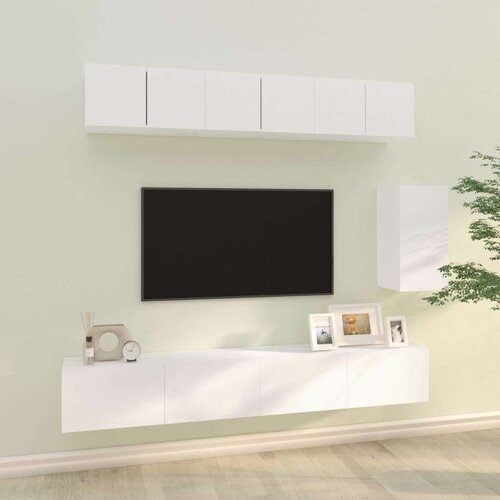  6-dijelni set TV ormarića bijeli od konstruiranog drva Cijene