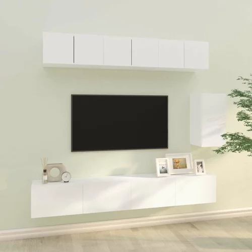  Komplet TV omaric 6-delni bel inženirski les, (20730922)