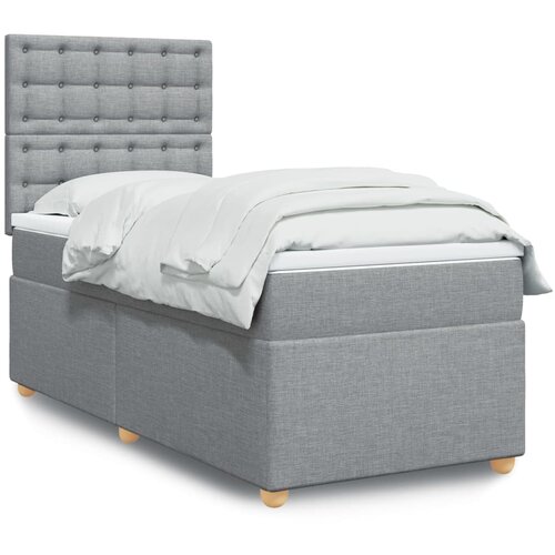 VidaXL Krevet s oprugama i madracem svjetlosivi 100x200 cm od tkanine Slike