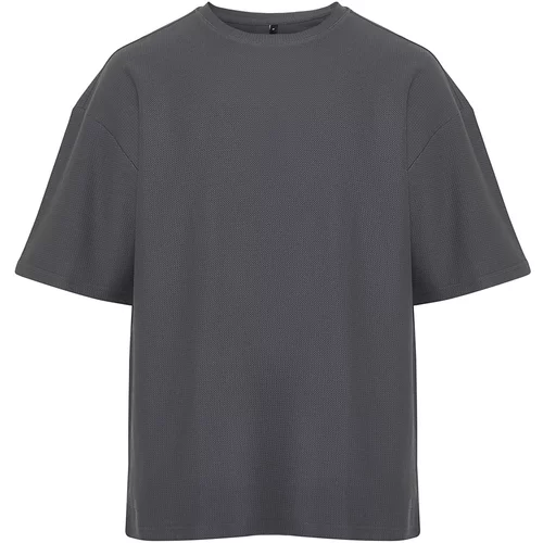 Trendyol Men's Anthracite Oversize 100% Cotton Textured T-Shirt