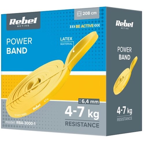 Rebel ACTIVE Lateks fitnes elastična traka za vežbanje žuta 4-7kg RBA-3000-1 Slike