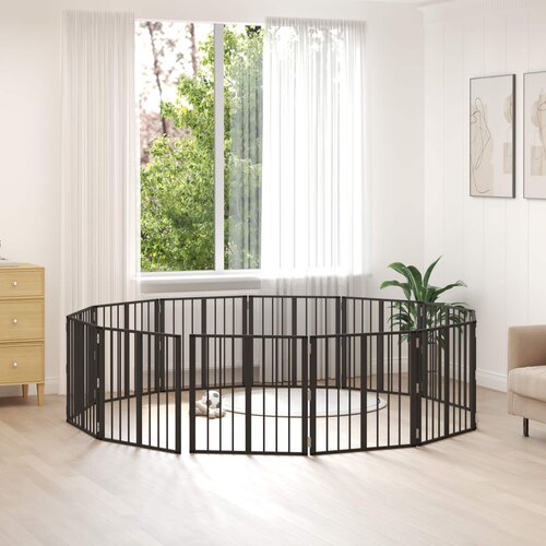 Vrata za pse 12 pcs Crna 60 x 60 cm Cinkani čelik Cene