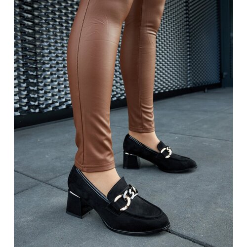 Gemre Black eco-suede block heel pumps Brenta Cene