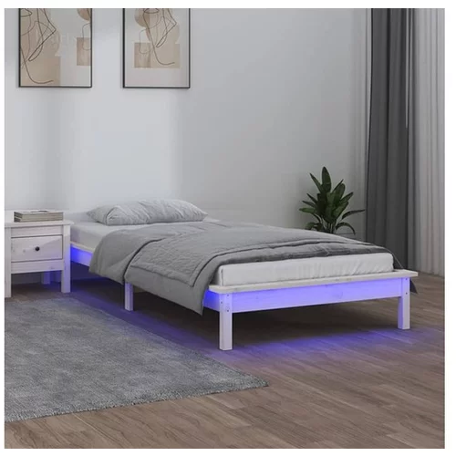  LED posteljni okvir bel 100x200 cm trles