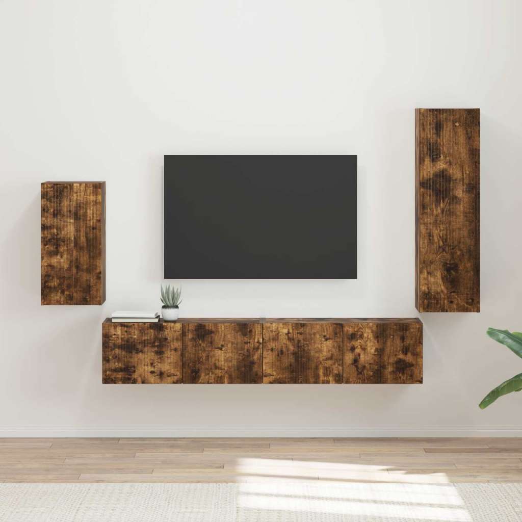  Komplet TV omaric 3 pcs Dimljeni oreh Konstruiran les - - Rjava - 51.13 - 30 x 31 x 100 cm - 2025-vidaXL-Uvoz_2 Cene