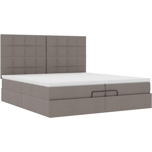  Otomanski okvir kreveta s madracima smeđesivi 200x200cm tkanine Slike