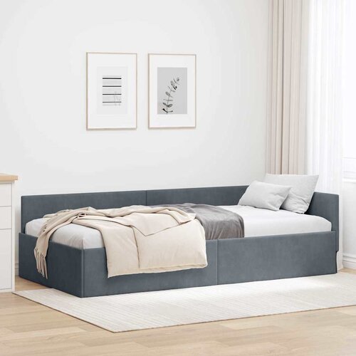 vidaXL Kutni okvir kreveta Ostalo s uzglavljem Tamno siva 90 x 190 cm Cene