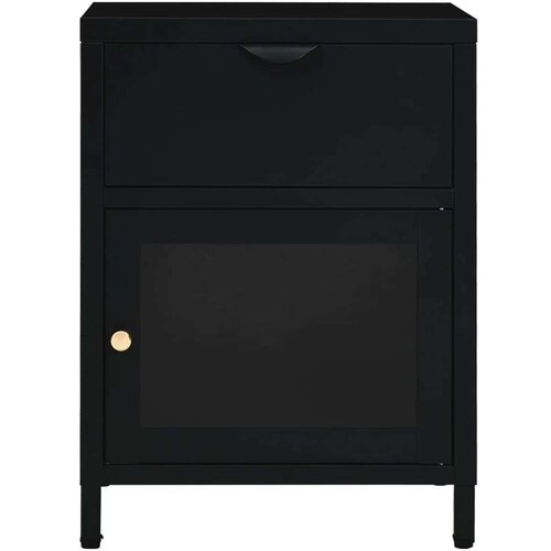 VidaXL noćni ormarići 2 kom crni 40 x 30 x 54,5 cm od čelika i stakla Slike