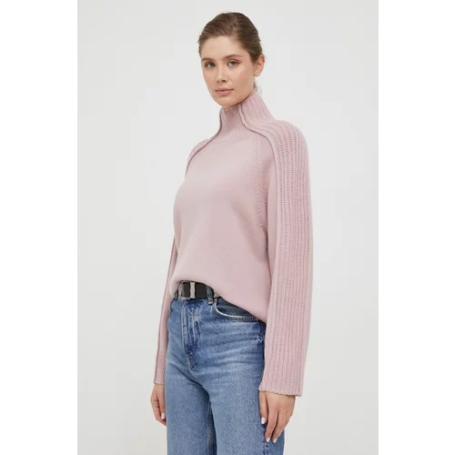 Calvin Klein Volnen pulover ženski, roza barva
