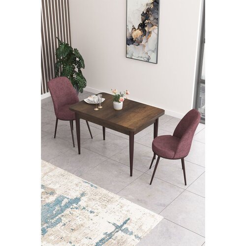 Hanah home trpezarijski set Nil, sto i 2 stolice, ploča u dekoru drveta Baroque, puder roze tkanina Babyface Cene
