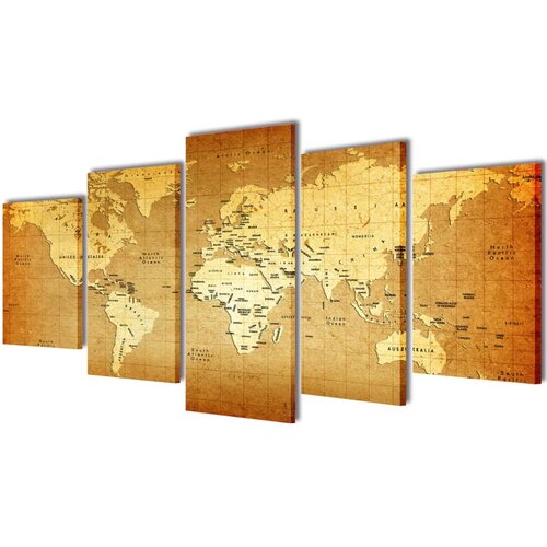 VidaXL Zidne Slike na Platnu s Printom Mapa Svijeta 100 x 50 cm Slike