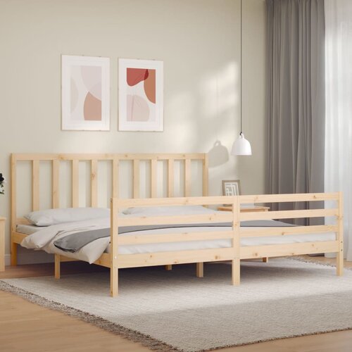 vidaXL Posteljni okvir z vzglavjem 200x200 cm trden les Cene
