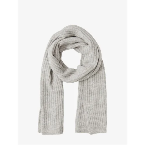 Pieces Light grey women's wool scarf Jeslin - Women's