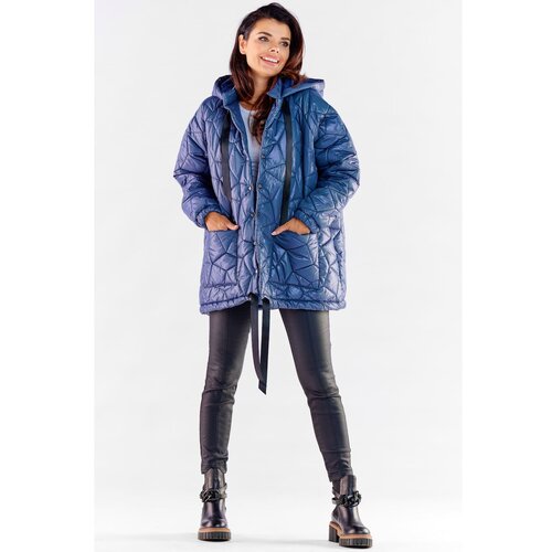 Awama Woman's Coat A536 Navy Blue Cene