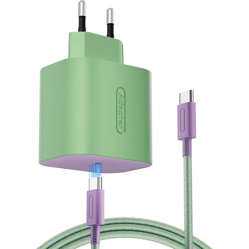  USB-C 60W napajalnik roza-zelene barve za Nintendo Switch 1 &amp;amp; 2 &amp;amp; mobilne telefone TPC Slike
