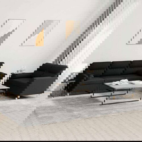  2-dijelni set sofa s jastucima crni od tkanine Cijene