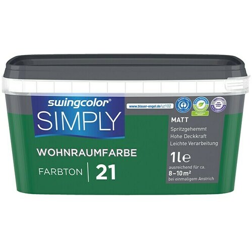 SWINGCOLOR Boja za zid Simply (Zelena - br. 21, Mat, 1 l) Cijene