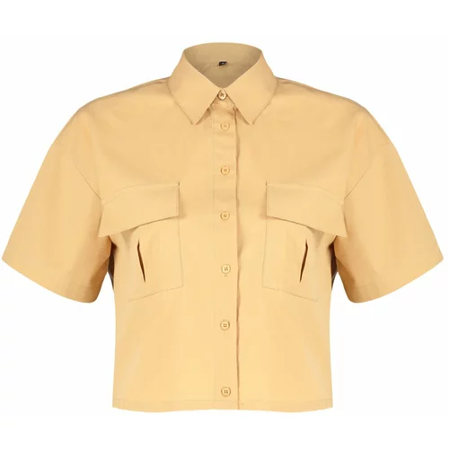 Trendyol Cotton Quality Woven Shirt With Mustard Pocket