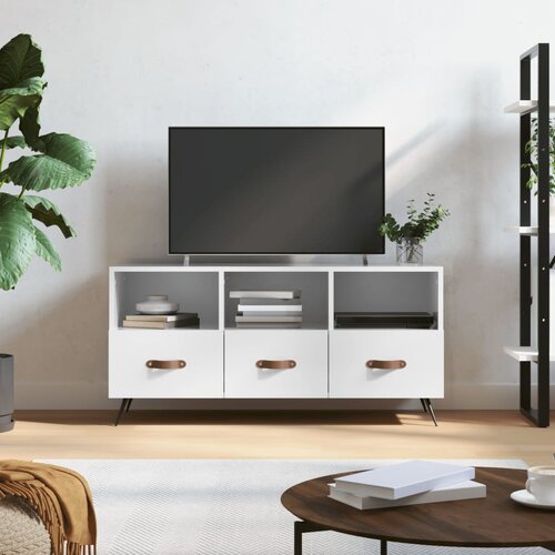 vidaXL TV omarica visok sijaj bela 102x36x50 cm inženirski les Cene
