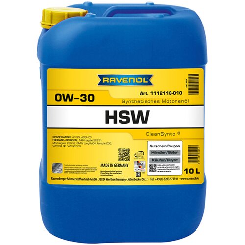 RAVENOL Ulje za motor HSW, 0W-30, 10L Cene