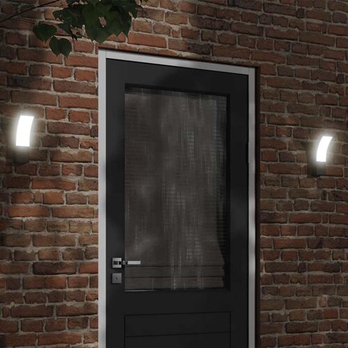  Vanjske LED zidne svjetiljke 2 kom crne od lijevanog aluminija Cene