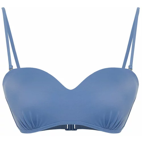 Trendyol Blue Strapless Gathered Bikini Top